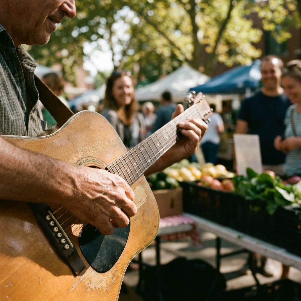 A musician playing guitar