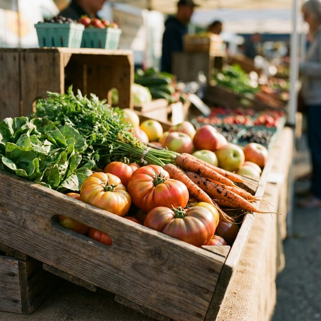 A crate of fresh produce