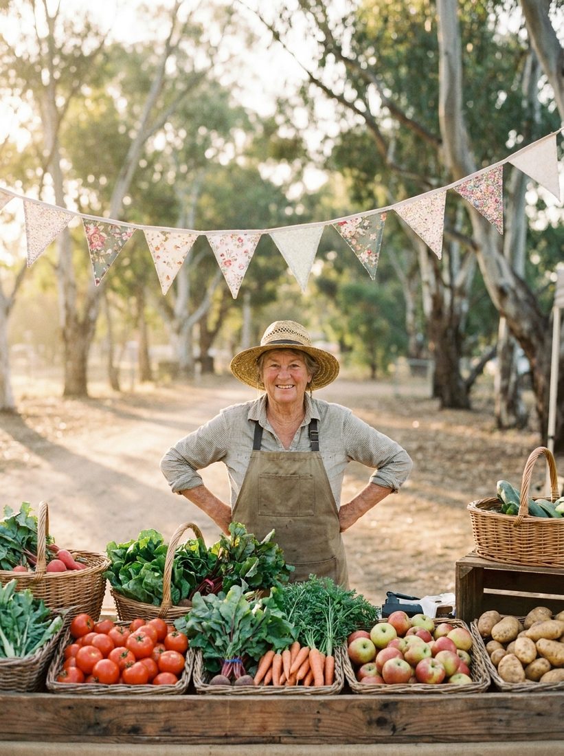 A proud stallholder at their market stall